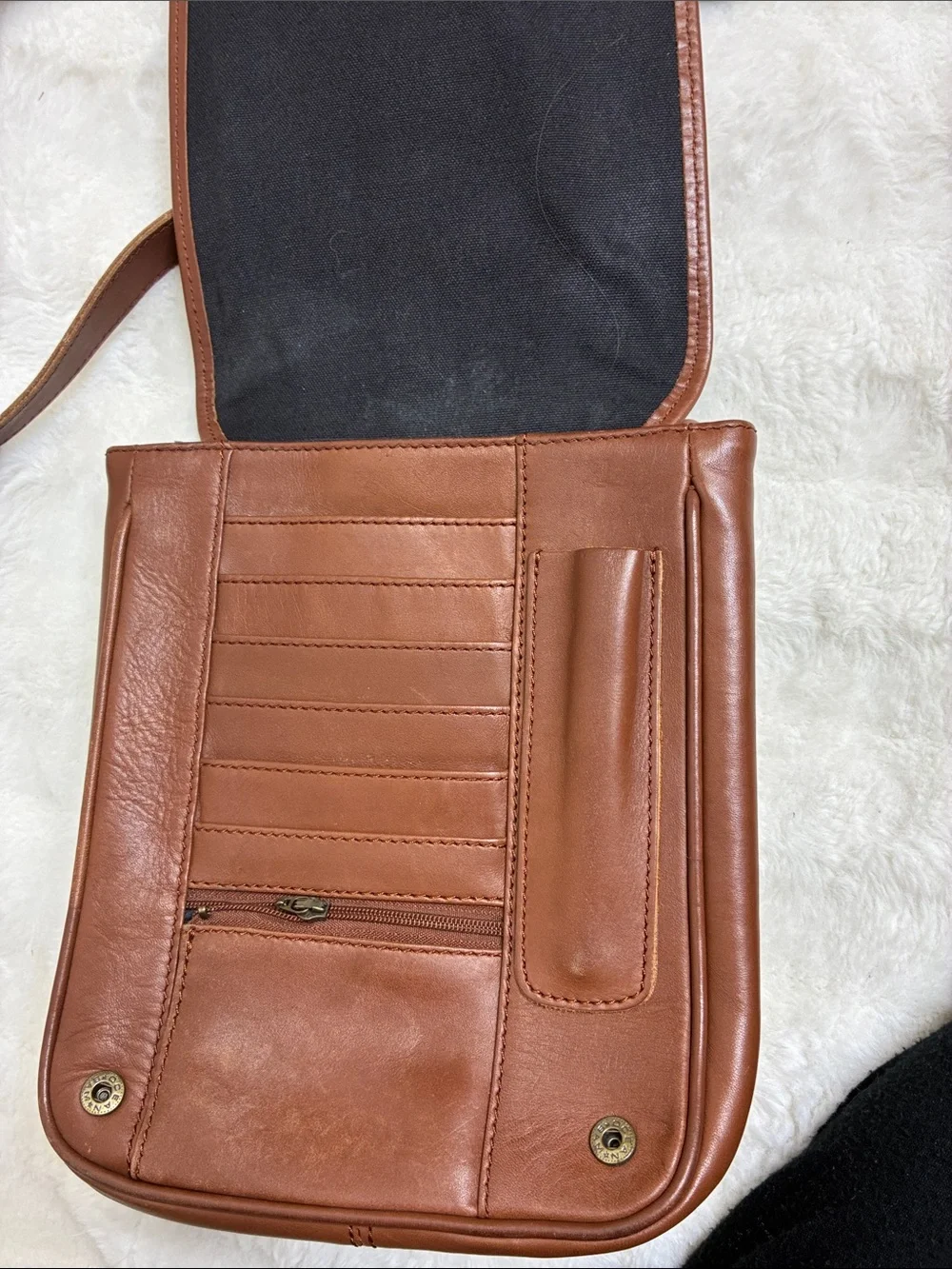 Eddie Bauer Brown Leather Messenger Crossbody